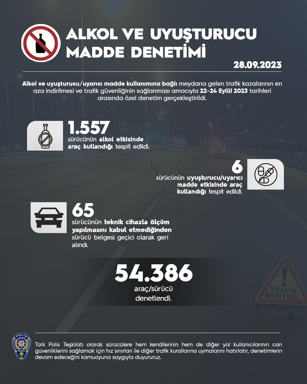 Alkol ve Uyuşturucu/Uyarıcı Madde Denetimi Gerçekleştirildi 