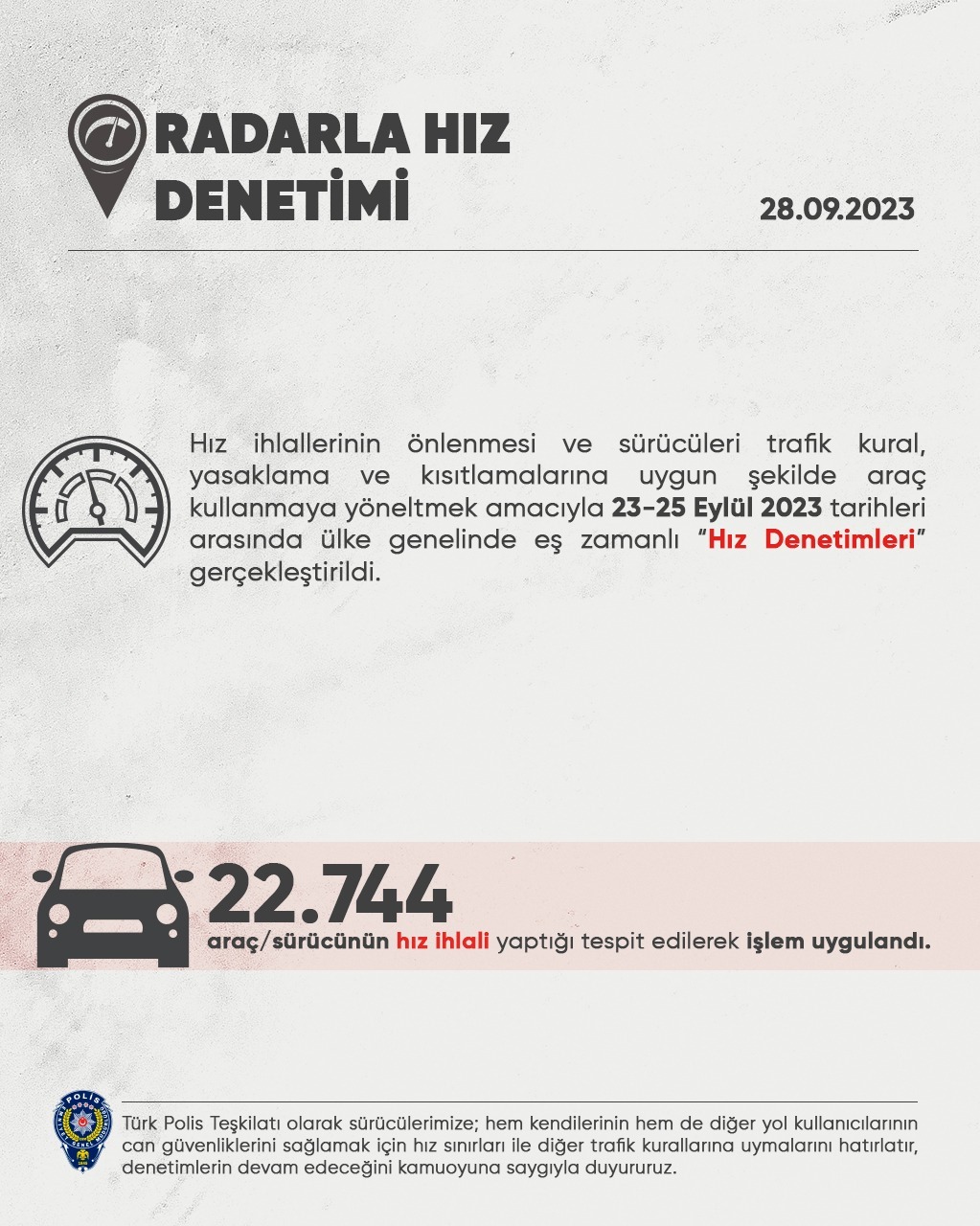 Ülke Genelinde Radarla Hız Denetimi Gerçekleştirildi