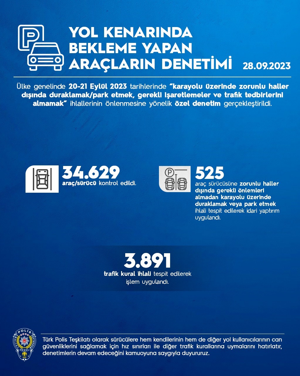 Yol Kenarında Bekleme Yapan Araçların Denetimi Gerçekleştirildi